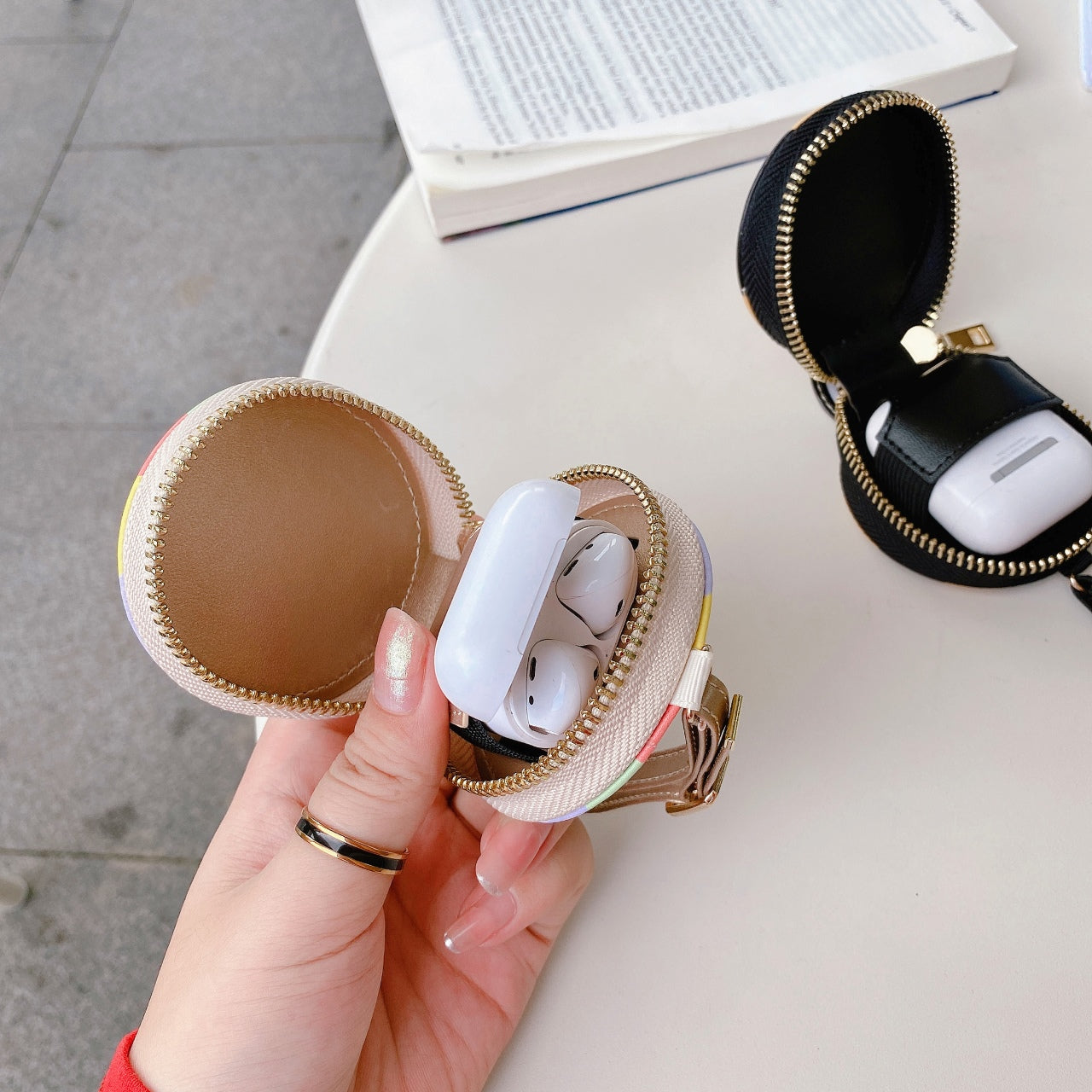 Colorblock leather AirPods case