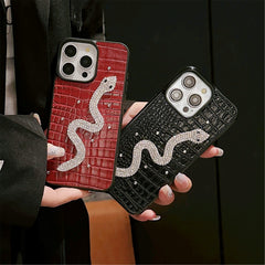 Luxury rhinestone snake-shaped case