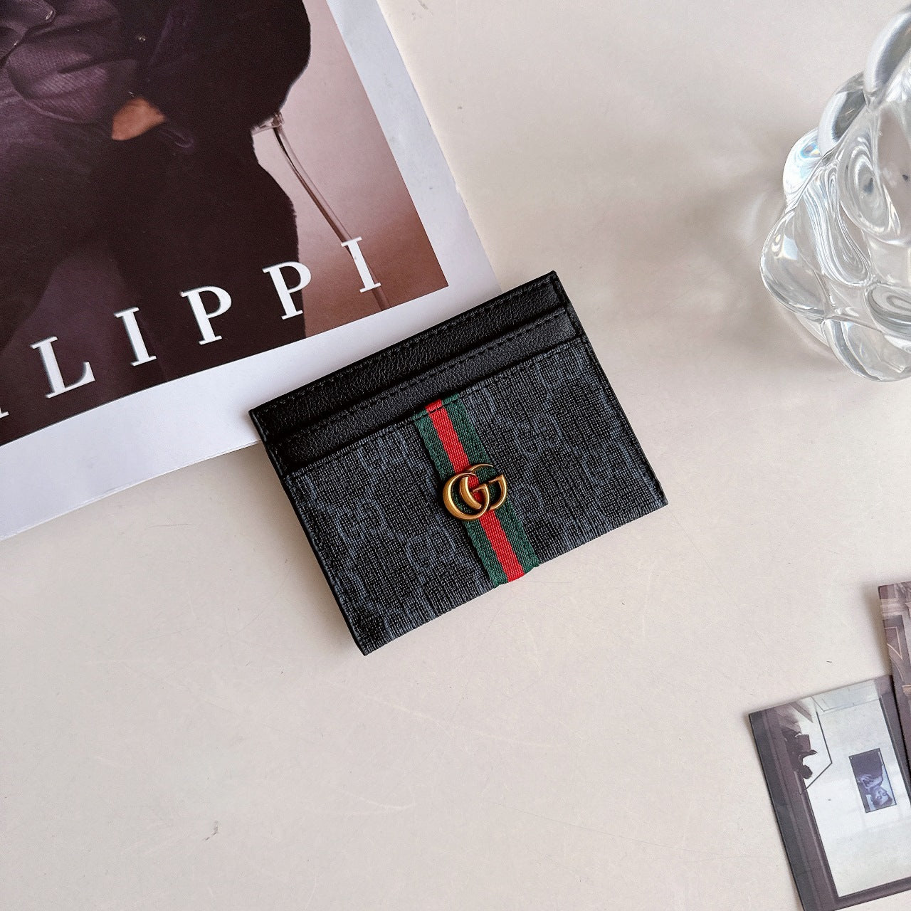 Leather Metal Label Card Holder