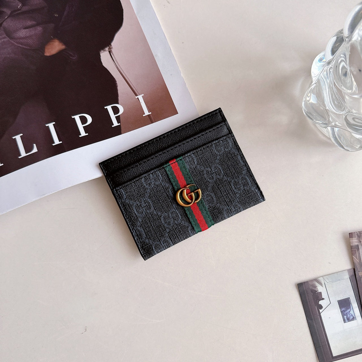 Leather Metal Label Card Holder