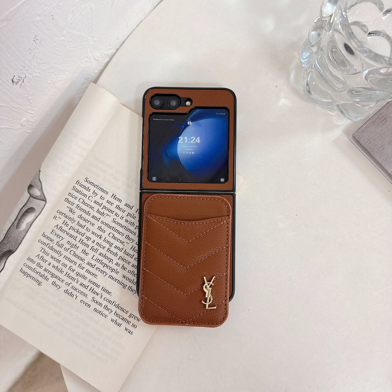 V-Shaped Leather Magnetic Card Holder Case for Galaxy Z Flip