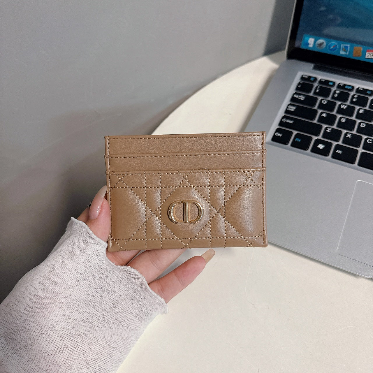 EMBOSSED LEATHER CARD HOLDER